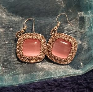 Light Pink Silver Dangle Earrings